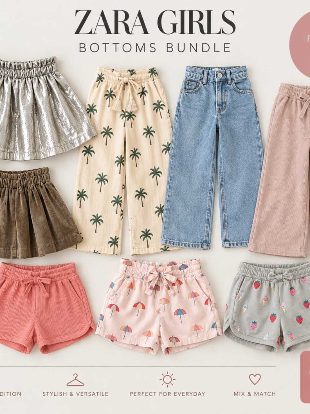 Zara Girls Bottoms Bundle – Sizes 2–4Y – 8 Pieces